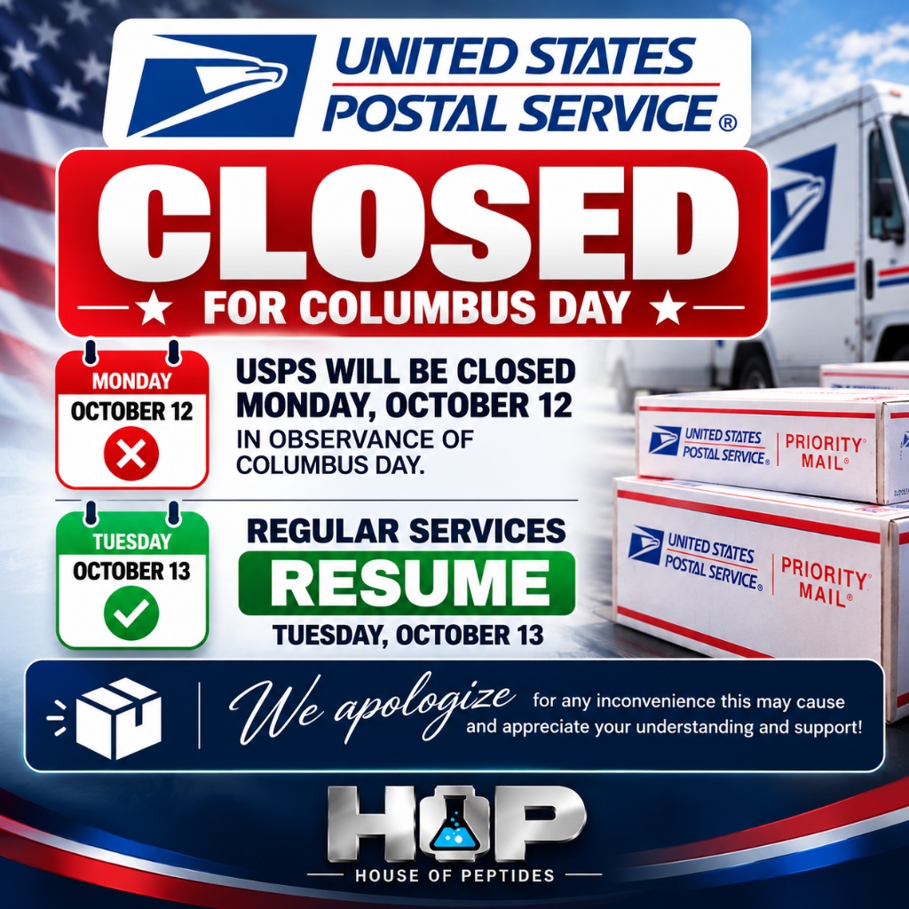 USPS Closed for Columbus Day Monday October 12 - Regular services resume Tuesday October 13